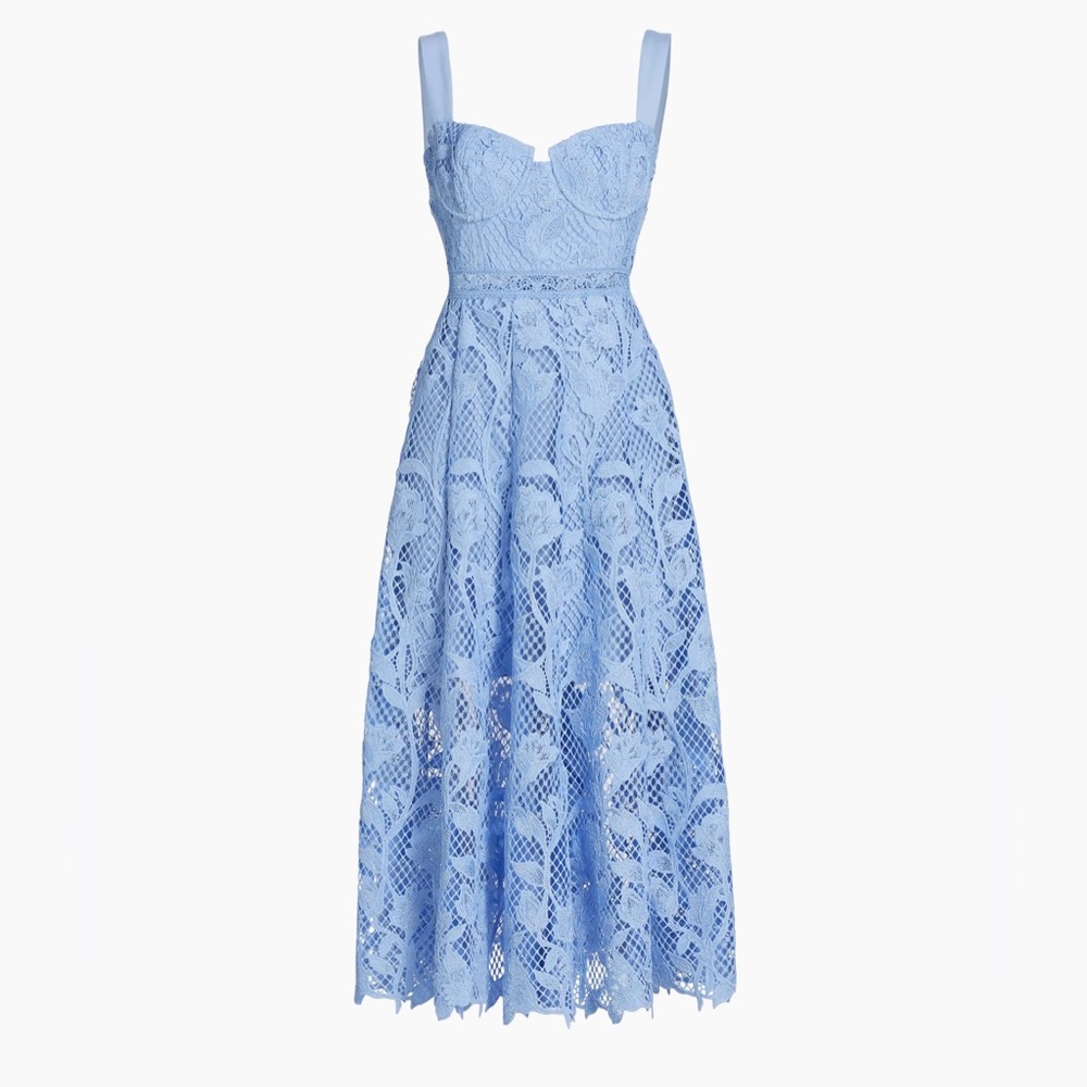 Self-Portrait lace midi dress, blue, size 0, brand new with tags, tried on once.